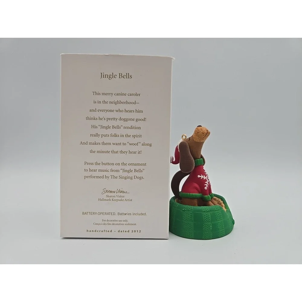 Hallmark Keepaake Holiday Christmas Ornament 2012‎ Jingle Bells Dog Singing
